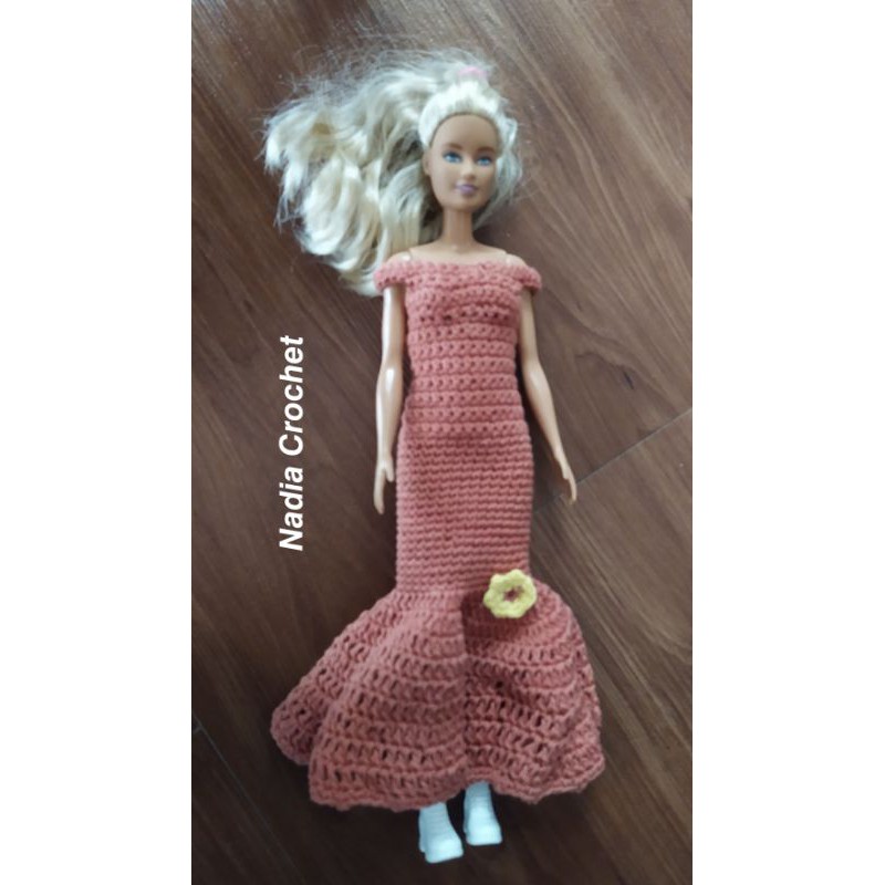 Baju dress Barbie Merah Bata