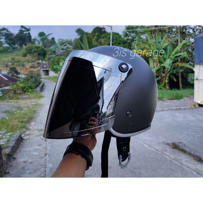 HELM SLIM HEAD CUSTOM RETRO CLASSIC KACA VENOM