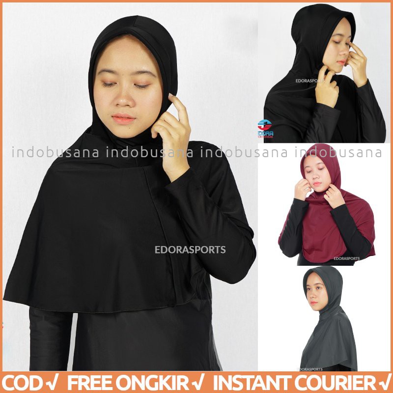 EDORA Sport Hijab Haifa Black Hijab Renang Hijab Senam Hijab Sporty ORIGINAL