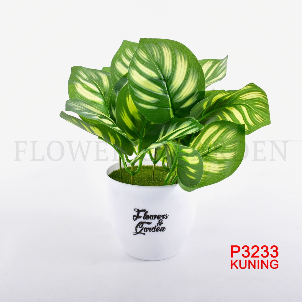 HMPU TANAMAN HIAS TANAMAN DAUN PLASTIK TANAMAN HIAS RUMAH BUNGA HIAS BUNGA PLASTIK BUNGA P3233-KUNING