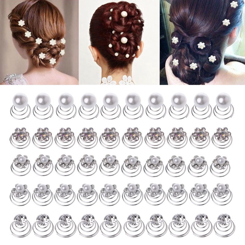 12Pcs Jepit Rambut Spiral Model Bunga Spiral Untuk Pengantin Wanita