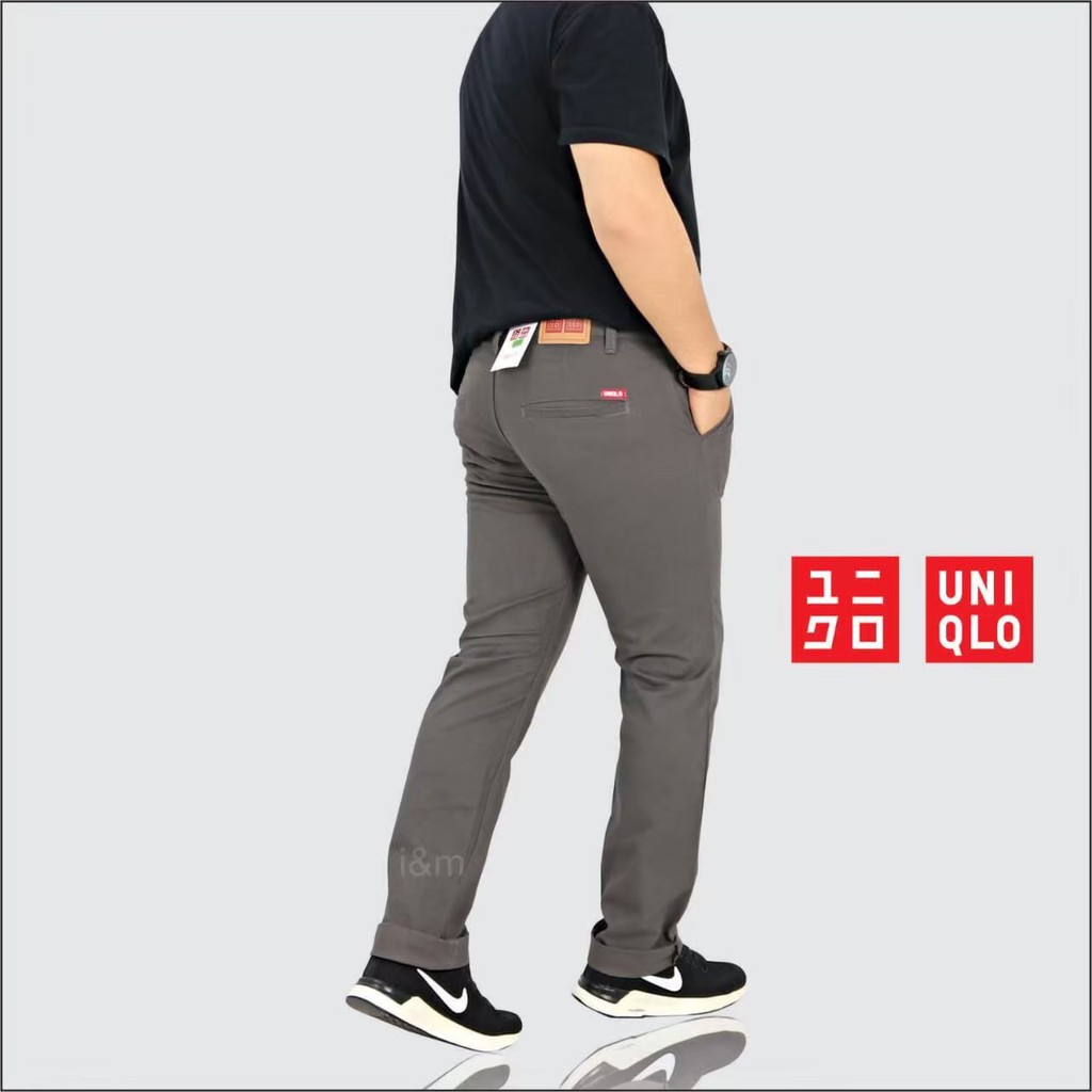 [ BAYAR DITEMPAT ] COD-Celana chino Pria Slim-Fit UNIQLO Premium I'M Rules/Celana cino kerja harian kantor cream murah-4