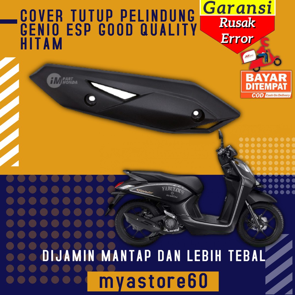 COVER TUTUP PELINDUNG TAMENG KNALPOT PROTECTOR MUFFLER HONDA MOTOR GENIO ESP GOOD QUALITY HITAM ORI