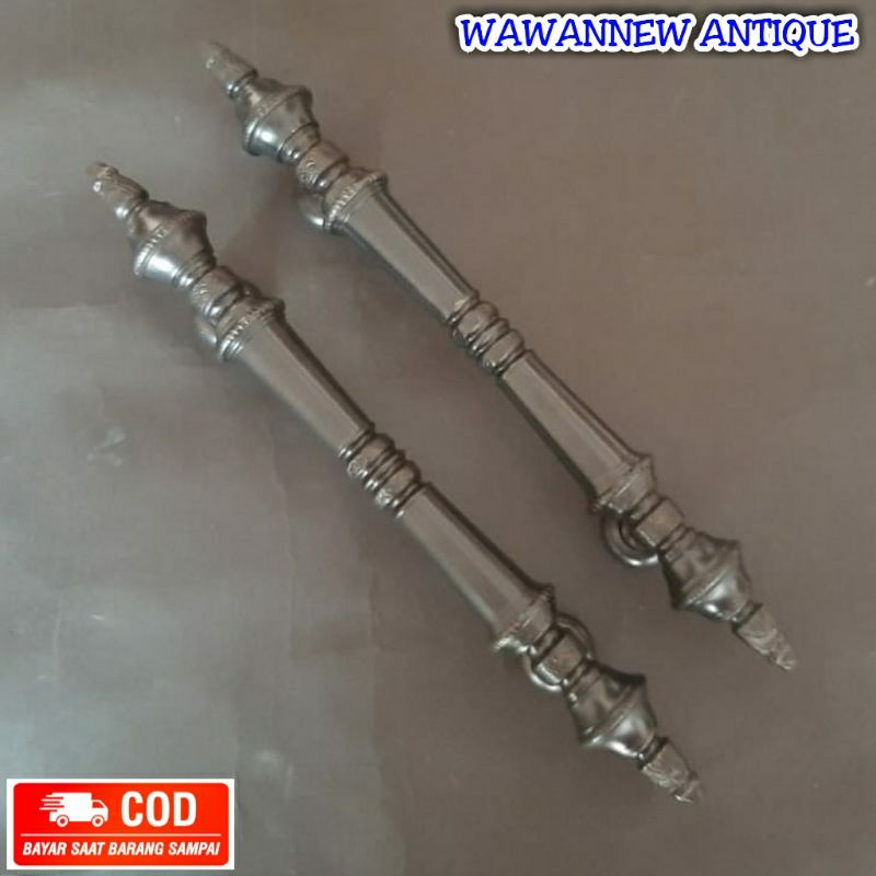 Handle Pintu / Gagang Pintu Rumah Pagar Kuningan Antik Motif Cemoro 48cm