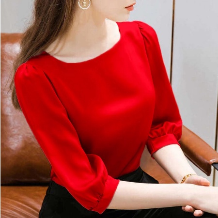 Hua Blouse/Lengan Setengah/Kerah Persegi/atasan wanita
