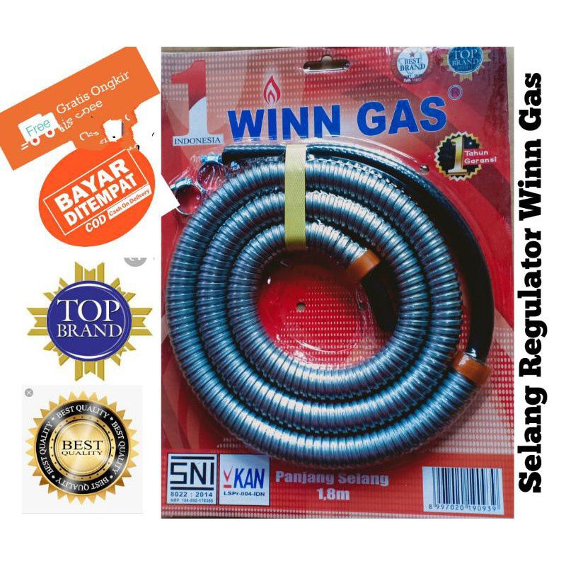 Winn Gas , SF , Win Gas , Selang fleksibel  ,  Regulator, kompor , premium  1.8 Meter