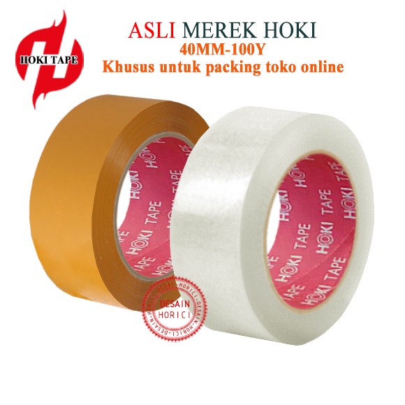 40mmx100Y ASLI MEREK HOKI KHUSUS UNTUK PACKING TOKO ONLINE MURAH / FULL PANJANG LAKBAN BENING DAN COKLAT ISOLASI HOKI TAPE