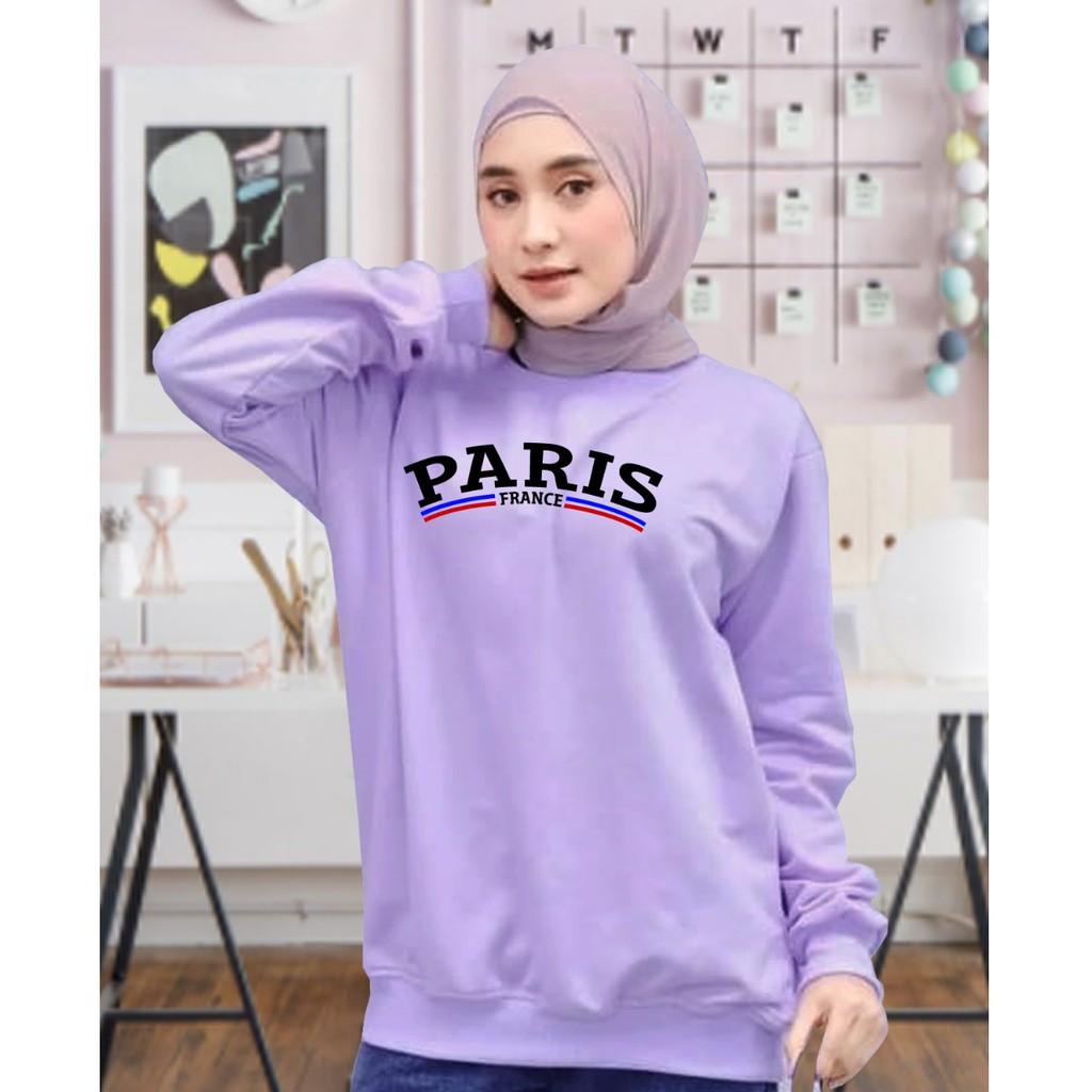 Kaos Lengan Panjang paris france / Kaos Sweatshirt / Atasan Wanita / Atasan Wanita Lengan Panjang