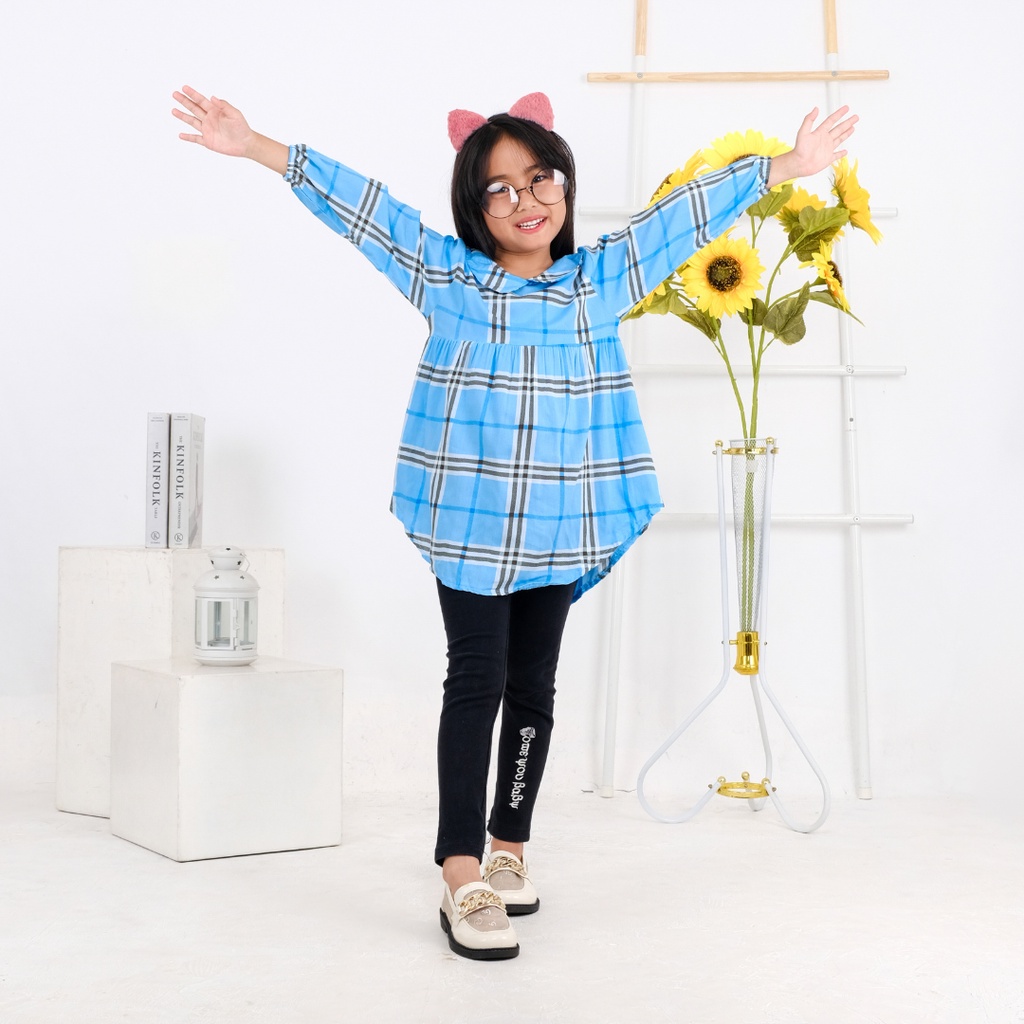 Tunik Katun Anak Perempuan 2-5 Tahun Kotak-Kotak laurakidshop