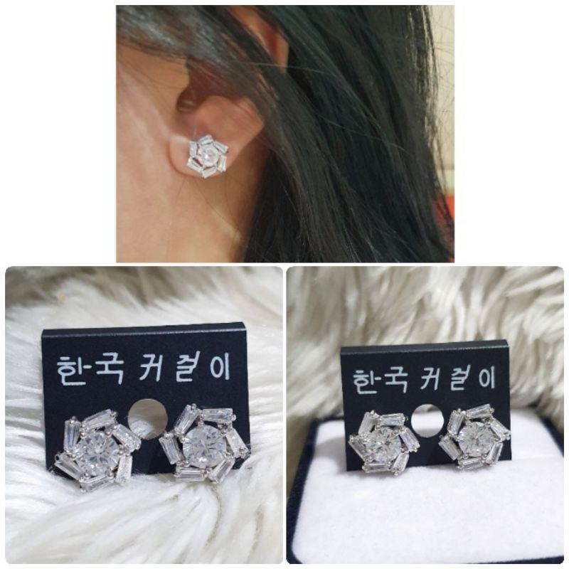 Anting Silver925 Perak mata Kilau Anting Premium Zircone Anti Karat anti alergi anting premium s0283