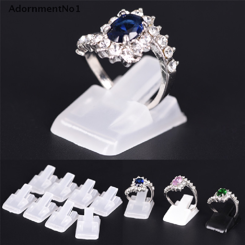 (AdornmentNo1) 10pcs / Set Stand Holder Display Cincin Bahan Plastik Frosted Untuk Dekorasi