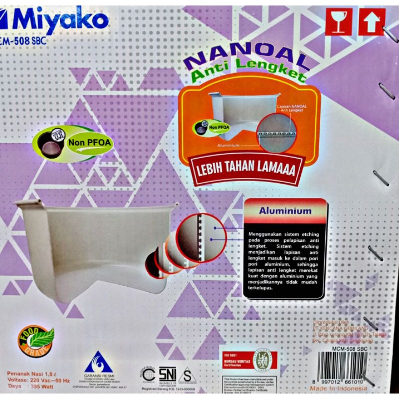 Magic Com Miyako / Rice Cooker / Penanak Nasi Serbaguna Mcm - 508 SBC 1,8 Liter