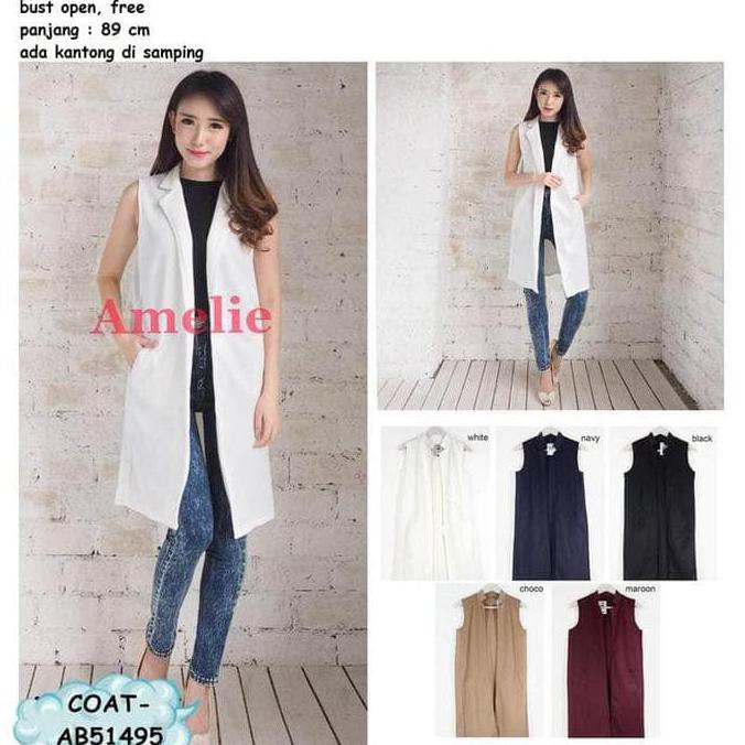 Best Seller Promo Edisi Terbaru Outer Long Cardigan Tanpa Lengan