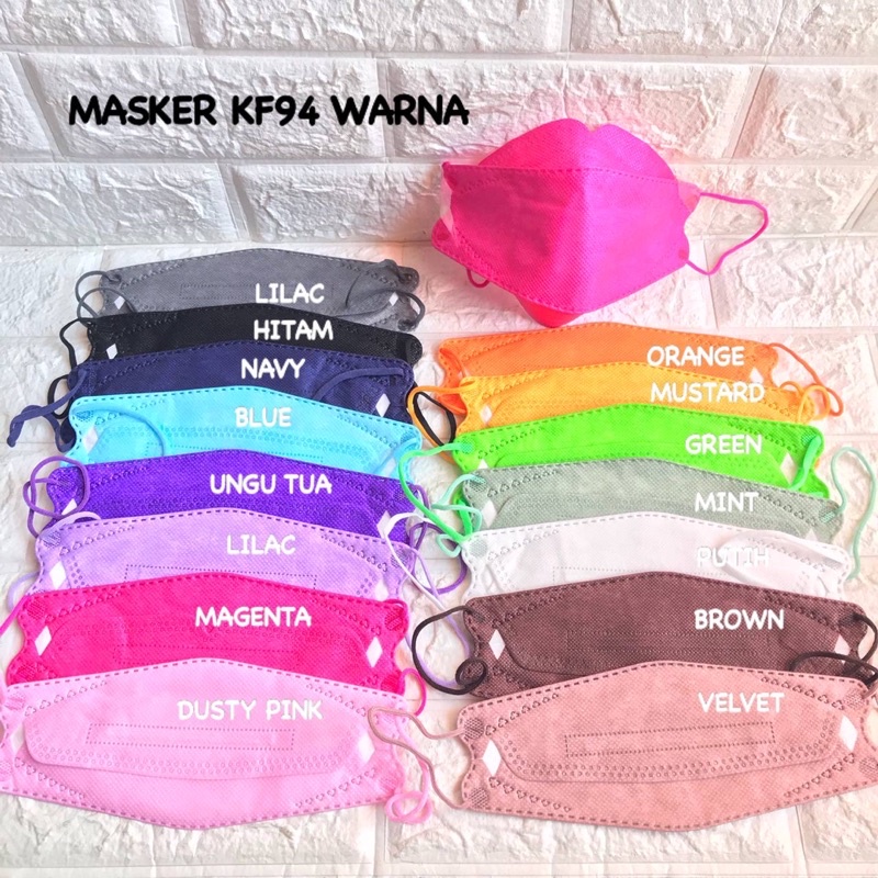 MASKER KF94 PUTIH HITAM WARNA 1BOX ISI 10PCS / MASKER EARLOOP 4PLY KOREA TERMURAH