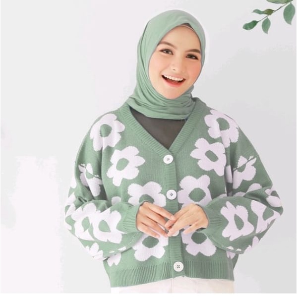 flower cardigan premium fashion wanita