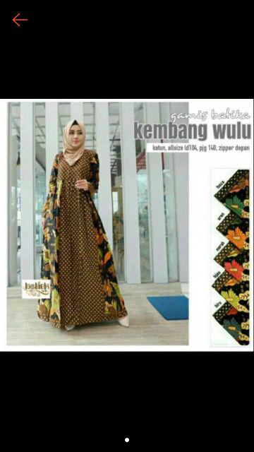 Gamis Batika Kembang Wulu / Gamis Batik Modern / Batik Gamis Syari / Long Dress Batik Wanita /