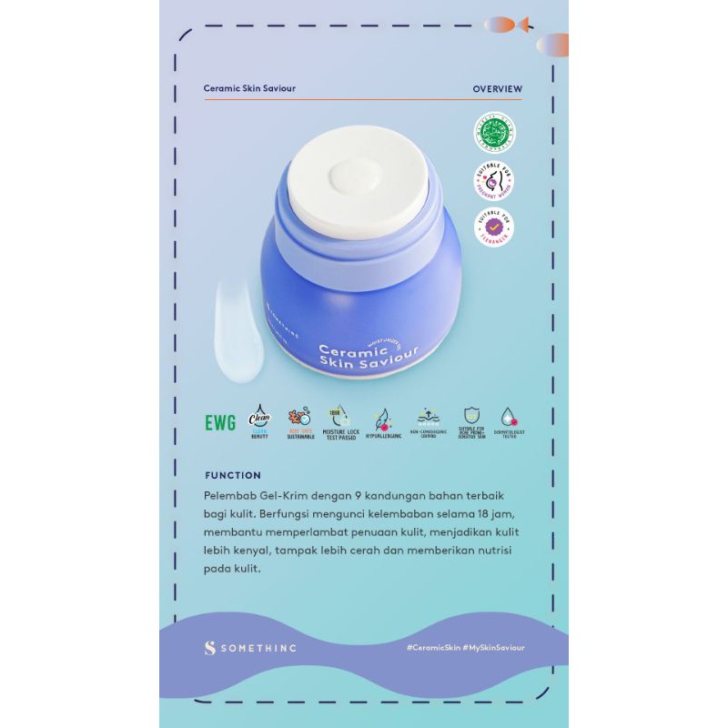 Somethinc Ceramic Skin Saviour Moisturizer Gel Pelembab Wajah Anti Aging Penghilang Kerutan Jerawat