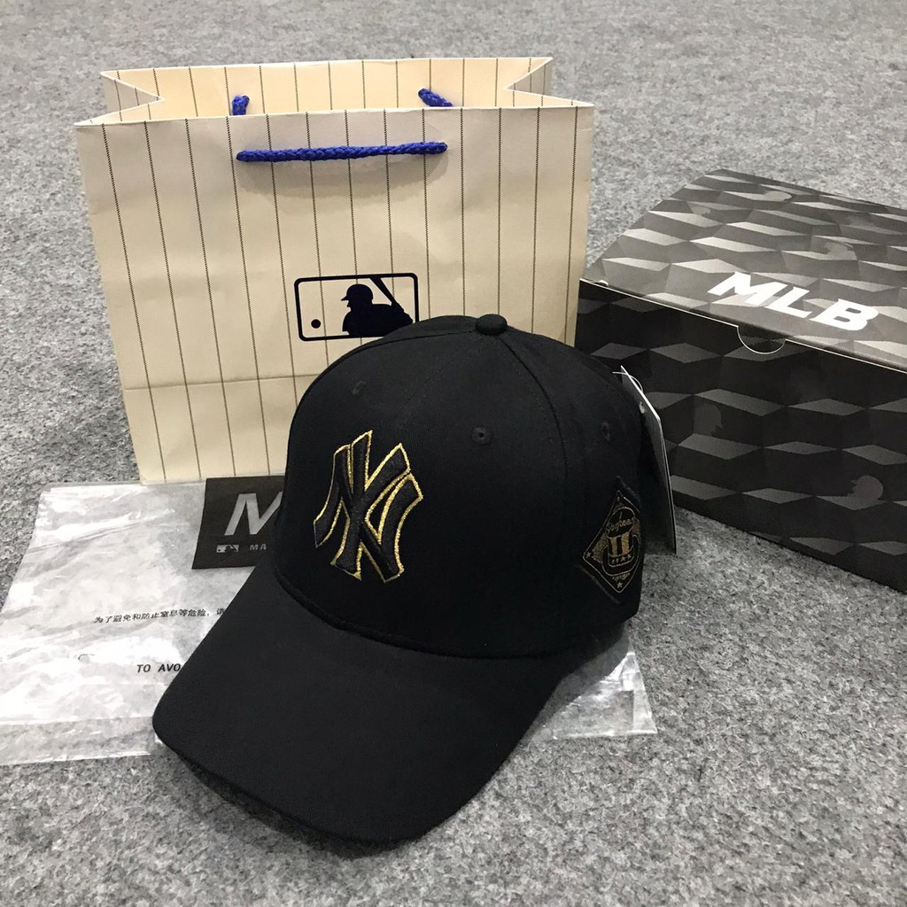Topi MLB Original Import - NY Black Down Gold