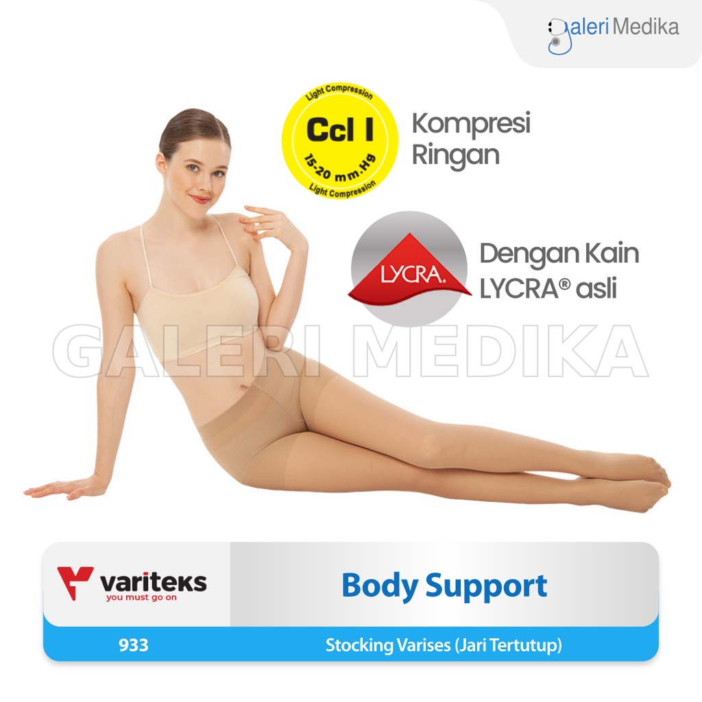 Stocking Varises Variteks 933 Jari Tertutup Kelas 1 15-20mmHg CCL 1 Light Compression / Kompresi Ringan