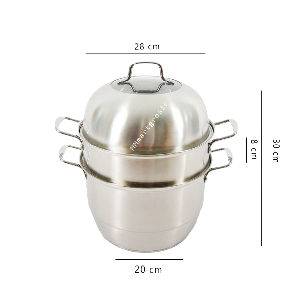 Steainless steal  / DANDANG STEAMER POT/ PANCI KUKUS STAINLESS 28CM SERBAGUNA