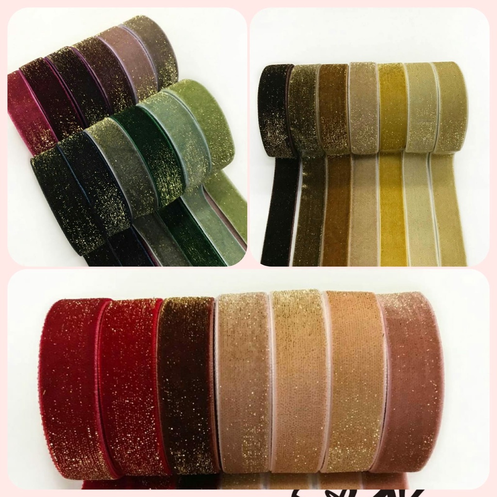 1 YARD - 1.6 CM PITA BLUDRU GLITER HALUS| VELVET GLITER (5/8&quot;)