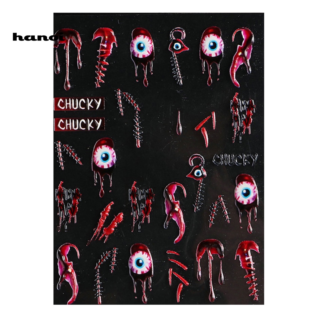 Han_stiker Kuku Motif Halloween Untuk Nail Art DIY