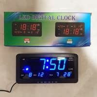 LED Digital Alarm /Jam Clock Alarm Meja Dinding 1008 Size 10x21cm Warna Biru Hijau