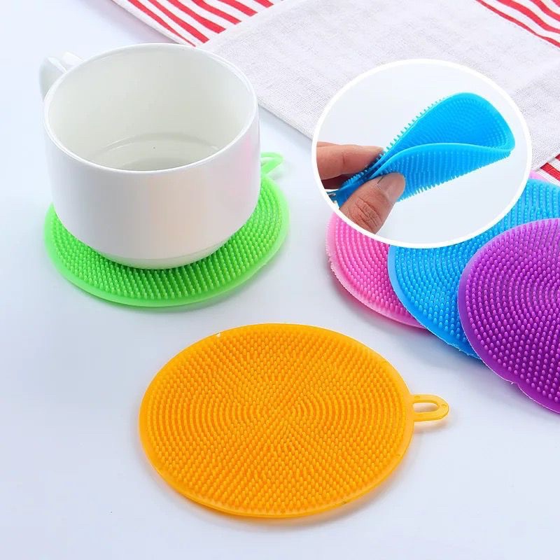 SPON SILIKON CUCI PIRING BULAT ANTI KUMAN BAKTERI / SPONS SILICONE CUCI PIRING PANCI SERBAGUNA JRW0009