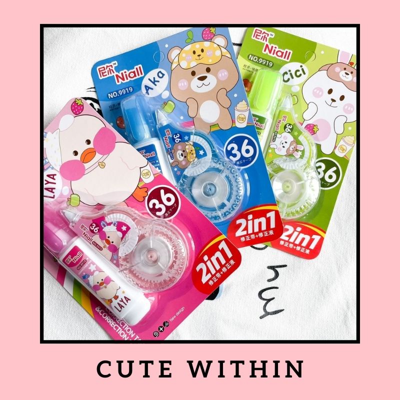 

TIPE X DAN CORRECTION TAPE 2 IN 1 ANIMAL LUCU UNIK ALAT TULIS WARNA WARNI