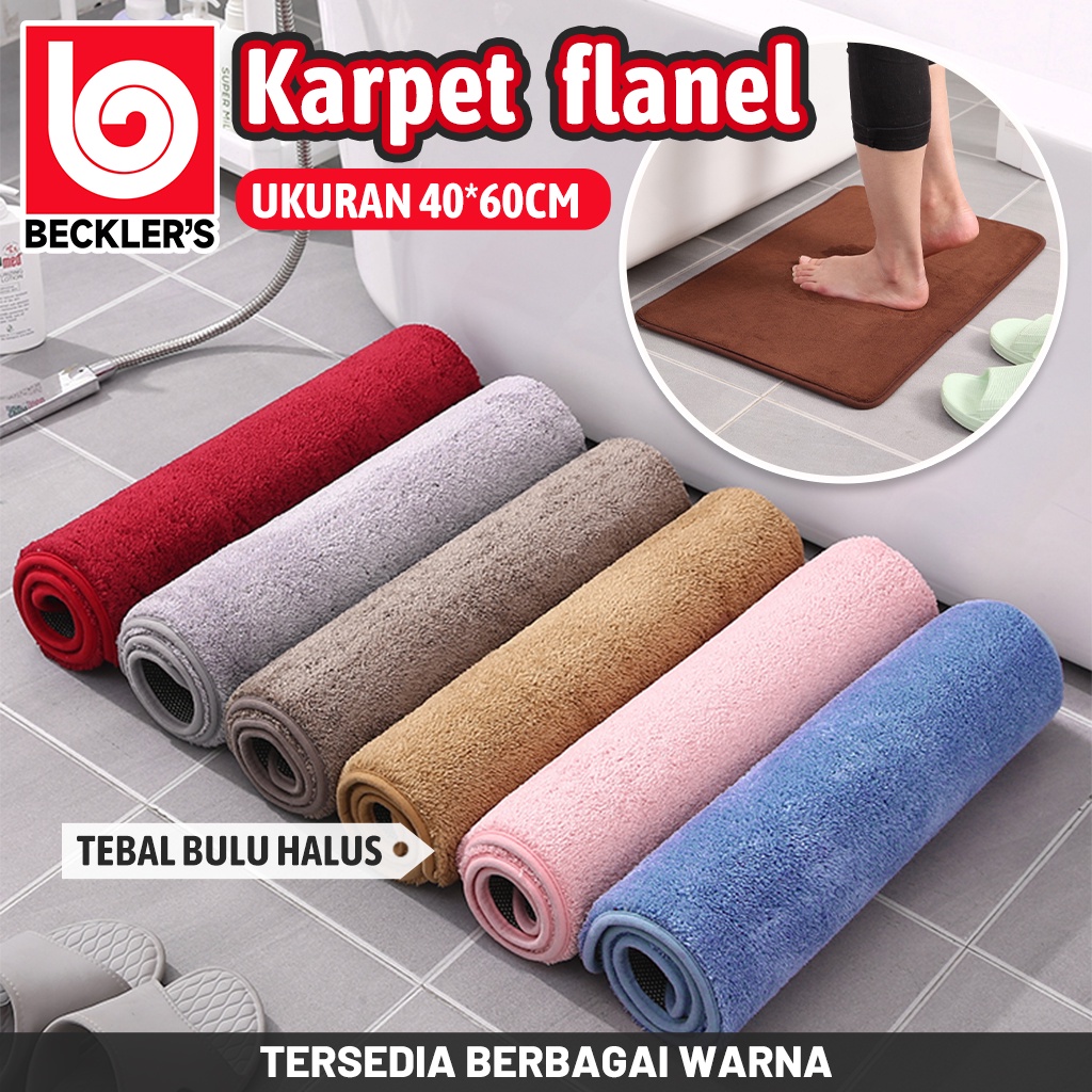 Beckler's Keset Kamar Mandi Flanel Anti Slip 9 Warna / Keset Kaki Flanel Menyerap Air Uk 40x60CM