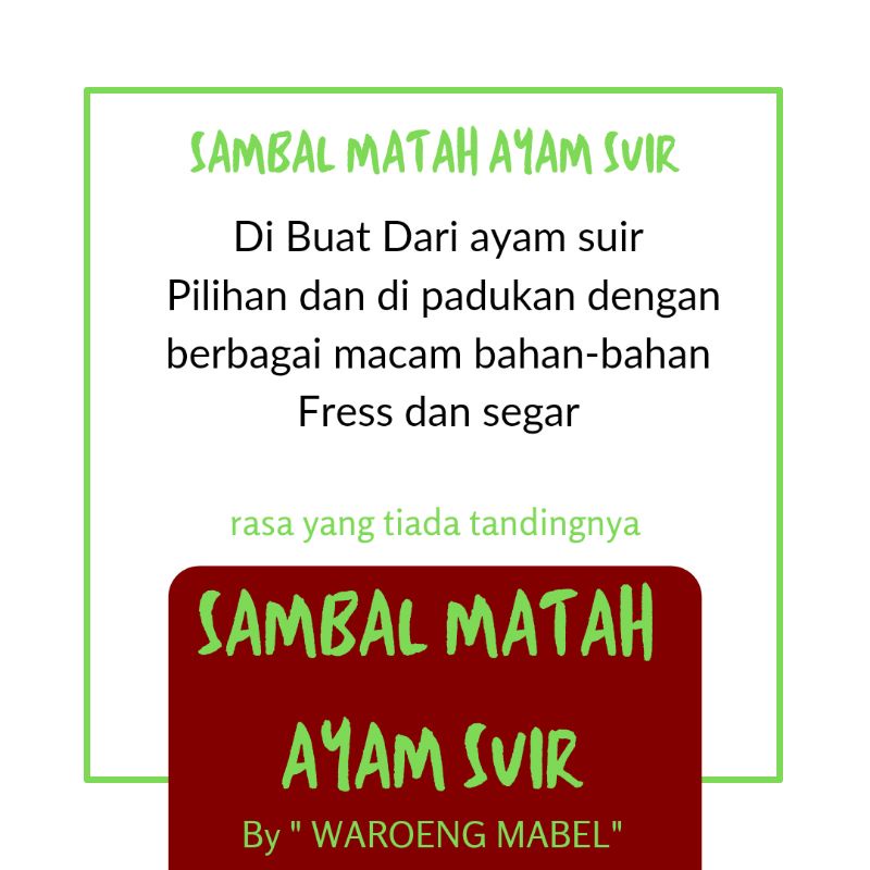 

SAMBAL MATAH AYAM SUIR