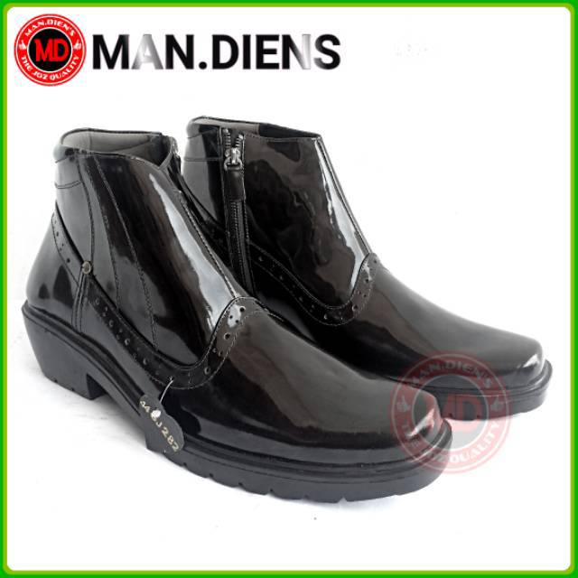 MANDIENS SJK282 - Sepatu Boots Kulit Asli Medali - Sepatu Kulit Pdh Tni Polri Jenggel Gaya Koboi