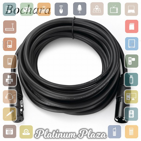 Bochara Kabel XLR M/F OFC Microphone Karaoke Shielded 3 Meter - BOF30 - Black`2S1CQ6-