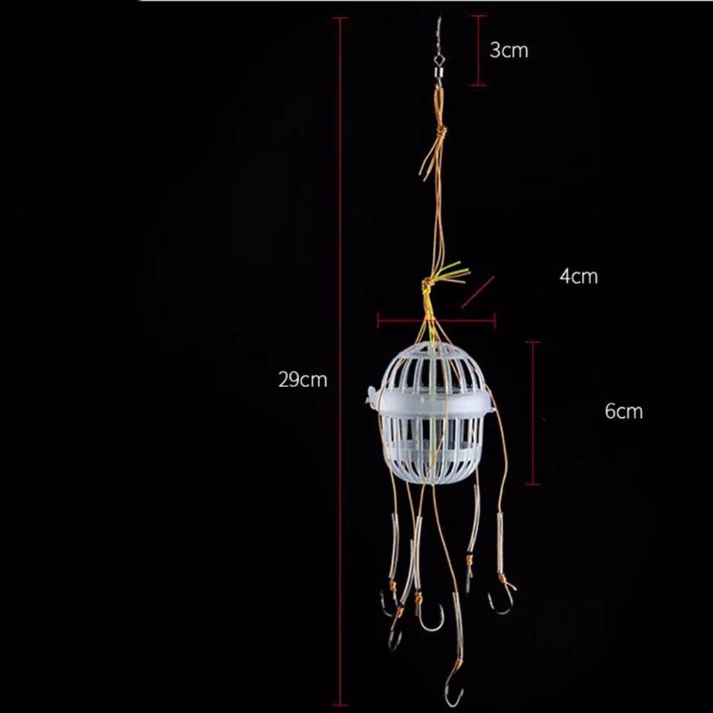 REBUY Outdoor Bait Feeder Cage Tackle Tools Fishing Hooks Explosion Hooks Plastics Carp Spherical Fishhook Bighead Carp Rig Basket Feeder Holder Sea Box Hook Six Strong Carbon Steel Explosion Baits Cage