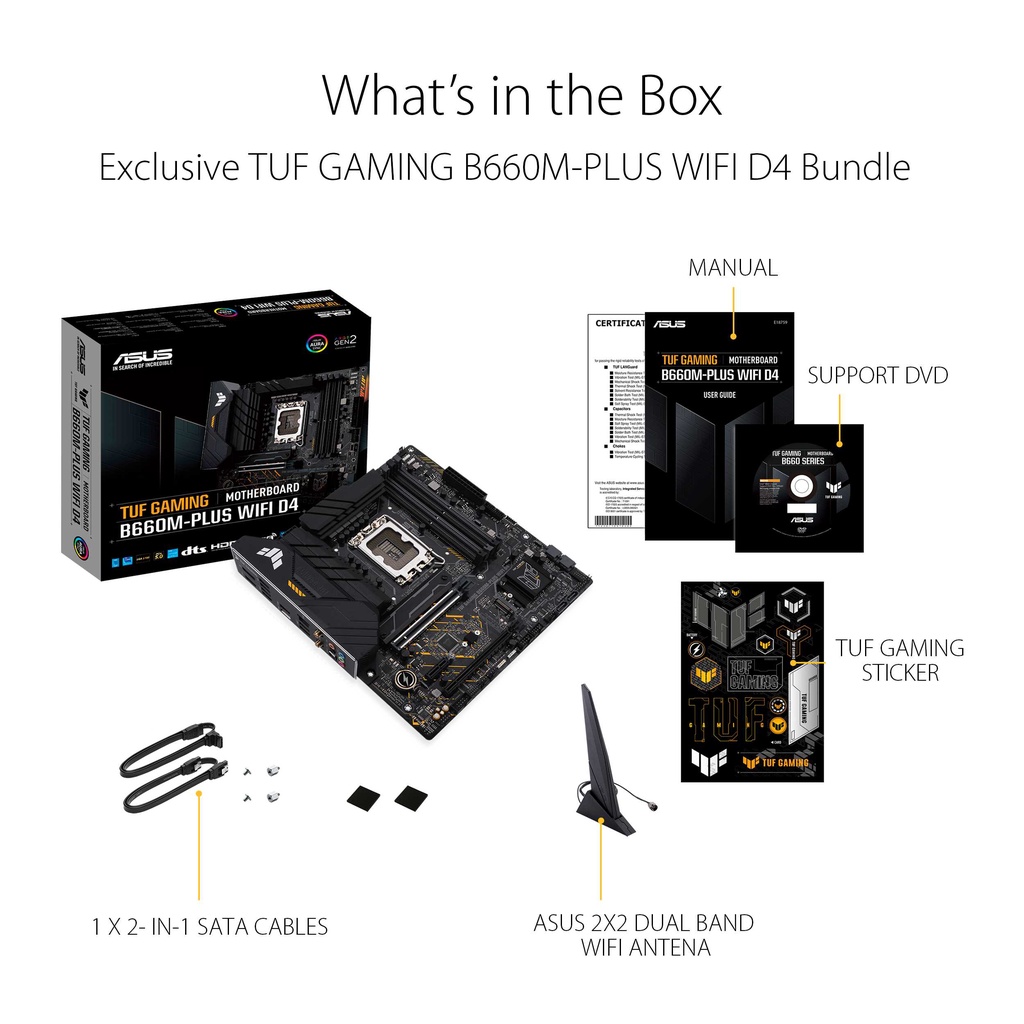 ASUS TUF GAMING B660M-PLUS WIFI D4 | DDR4 Intel B660 LGA1700 Mainboard