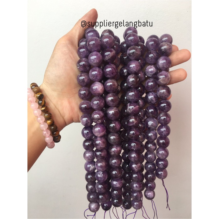 bahan batu kecubung susu 16mm amethyst kalimantan martapura original aksesoris fashion pria wanita