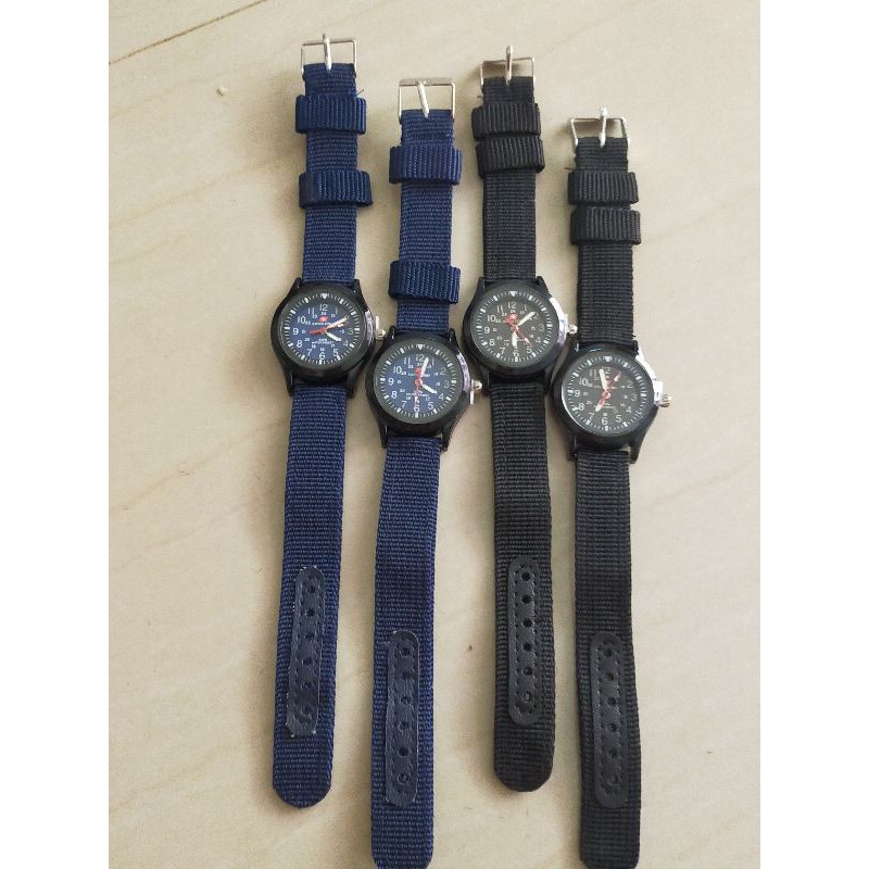 jam tanggan cewek tali kain kanvas ukuran kecil