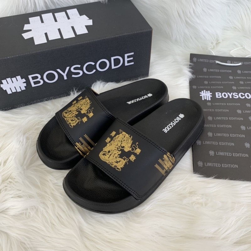 (NEW) Sendal Selop Pria BOYSCODE Series Dragon Sea Black Gold/ Sendal Flip Flop Slippers