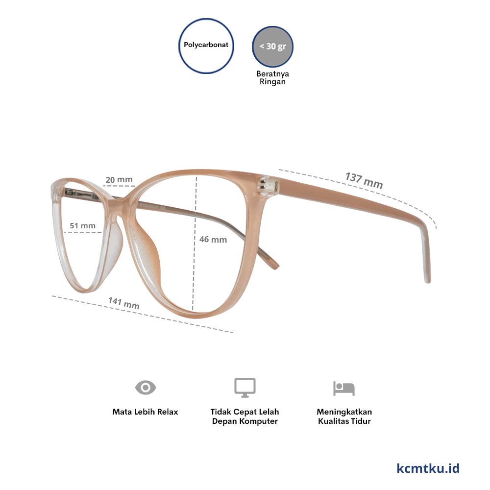 KCMTKU MYKI Zoya Eyewear Kacamata Anti Radiasi UV++420 PC Technology