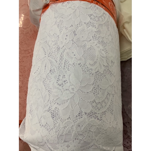 Kain BROKAT CORD LACE NON GLITTER-PUTIH BERSIH OPTIC