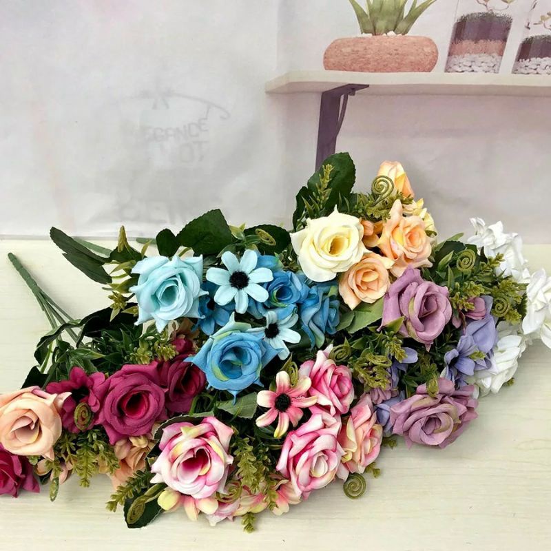 Bunga Mawar Aster K10 Artificial Bunga palsu hias plastik dekorasi rumah pesta babysbreath