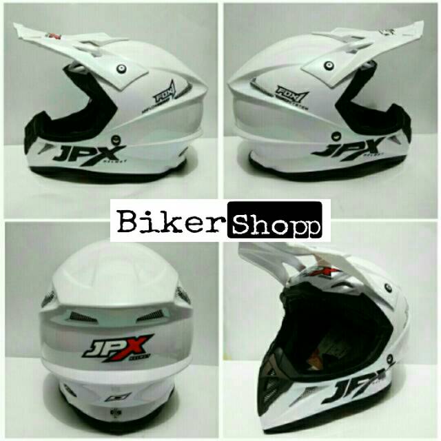 Helm jpx SNI putih polos street fighter  supermoto klx motocross crf