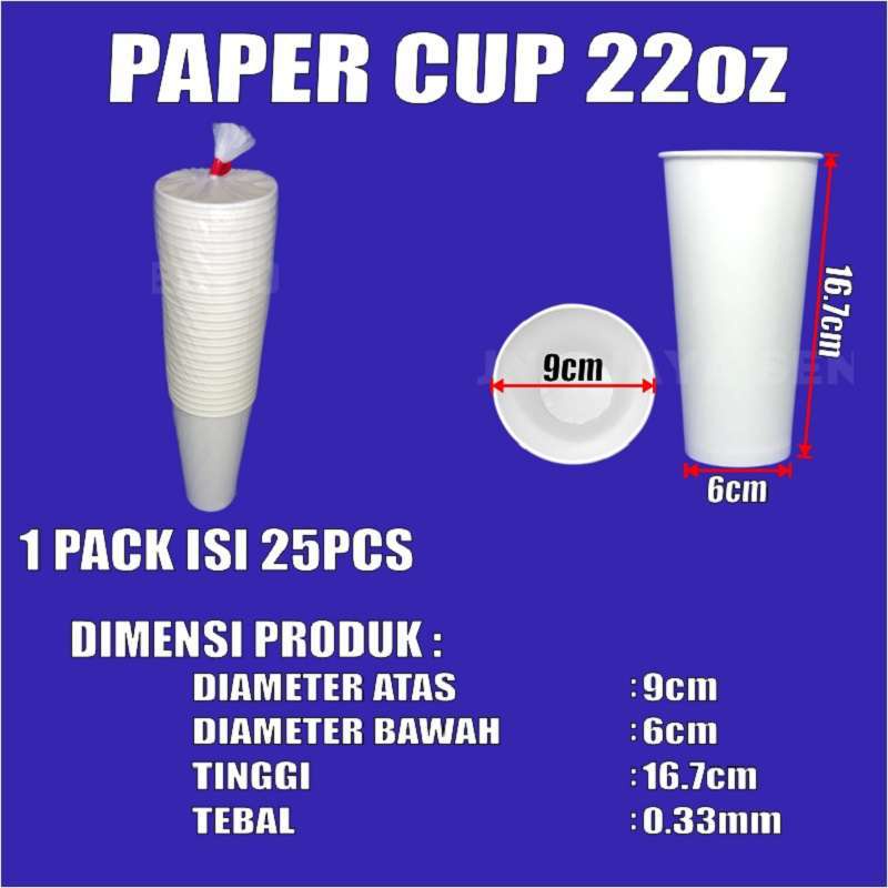 Paper Cup 8oz Hot 4oz 12oz Cup 16oz 22oz Hot n Cold Per Pack Hanya Gelas Kertas Tahan Panas SBY