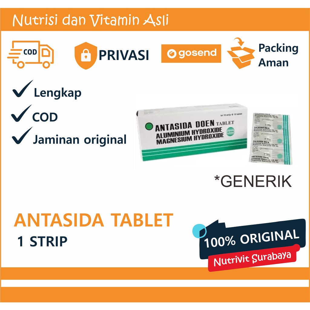 Obat Lambung I Obat Maag I Antasida Doen tablet - Strip isi 10