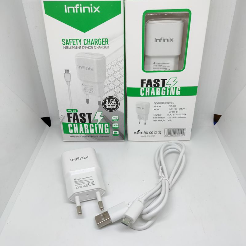 Charger infinix VA-03 Fast Charging 3.5A Kabel Micro USB