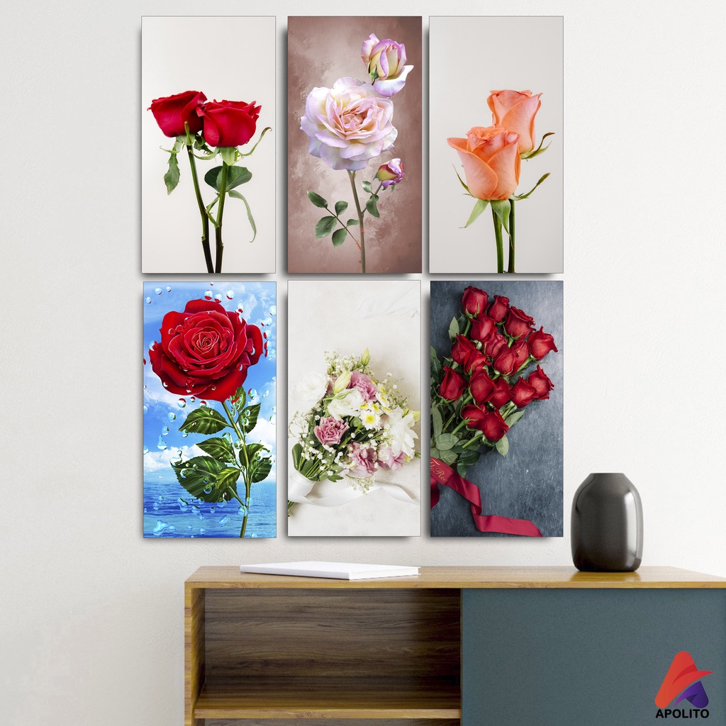 HIASAN DINDING BUNGA MAWAR (10X20 CM) PAJANGAN WALLDECOR DEKORASI KAYU MINIMALIS ESTETIK AESTHETIC