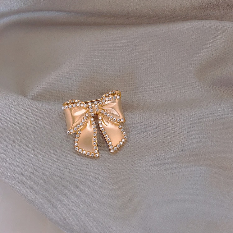 Candy Jewelry Fashion Korean Butterfly Brooches Gold Color Pearl Brooch Pins Rhinestone Breastpin for Women bros hijab-#16