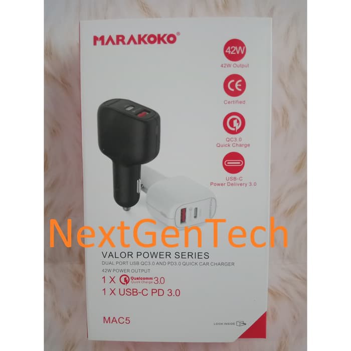 Marakoko 42 WATT 3.0 Quick Car Charger Type C PD Car Charger