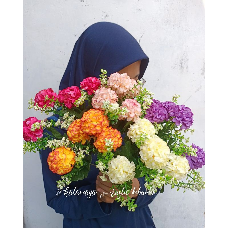 Marigold Bunga Plastik Artificial Dekorasi Rustic Hiasan Mahar Dried Flower Hampers Ringbox