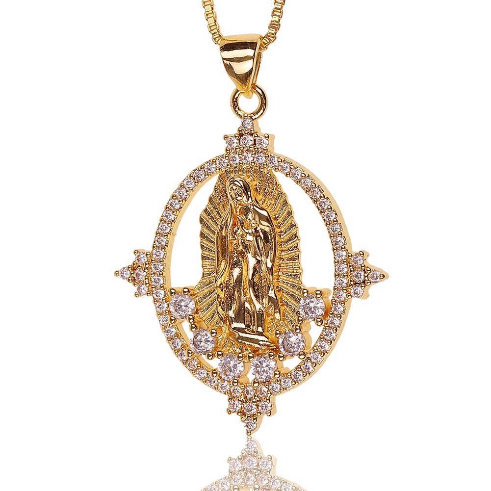 Baru kalung tembaga berlapis emas Perawan liontin agama totem kalung